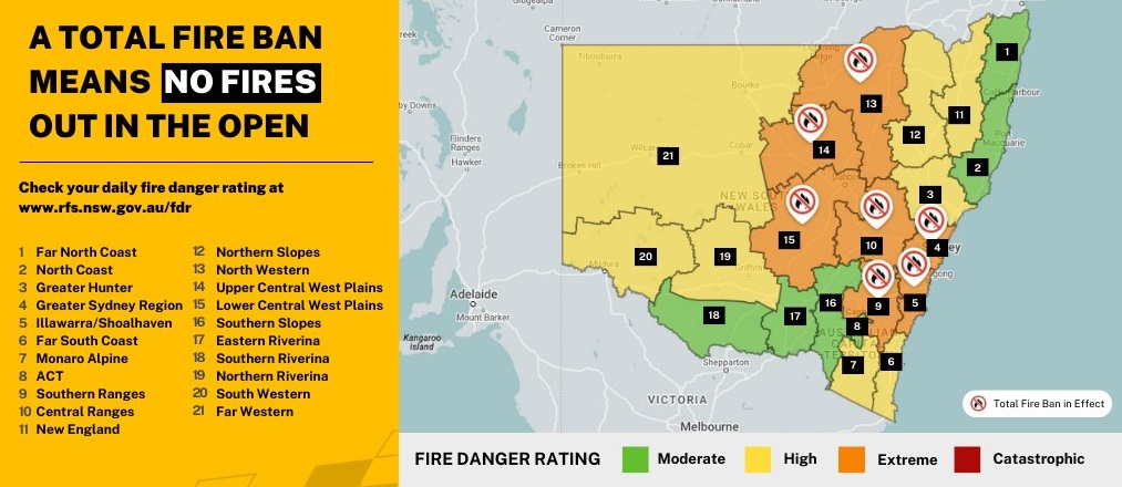 total fire ban map 30 October