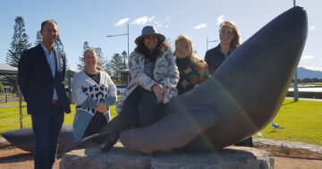 Whale sculpture tells story of Dharawal people's cultural connection to Windang Island