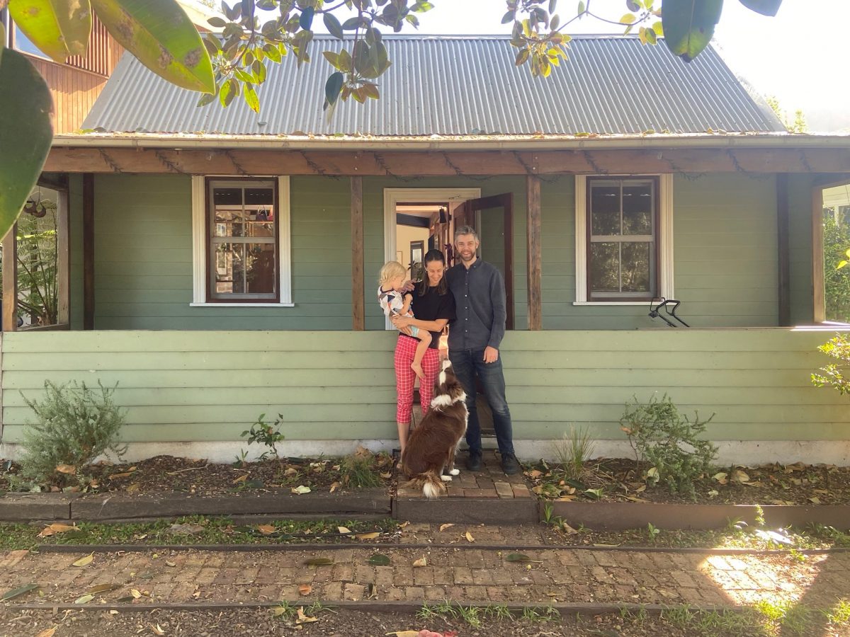 Family in front of Thirroul cottage