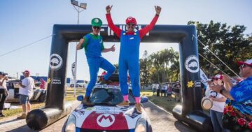 Super effort as Gong's Two Beers Racing Team smashes Shitbox Rally in $1000 'Mariokart'