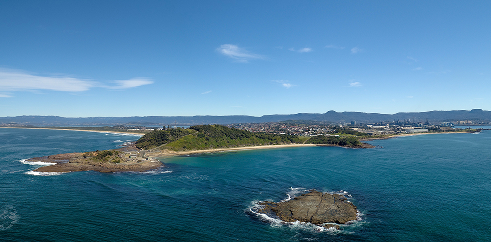 An aerial view of Hill 60 at Port Kembla.