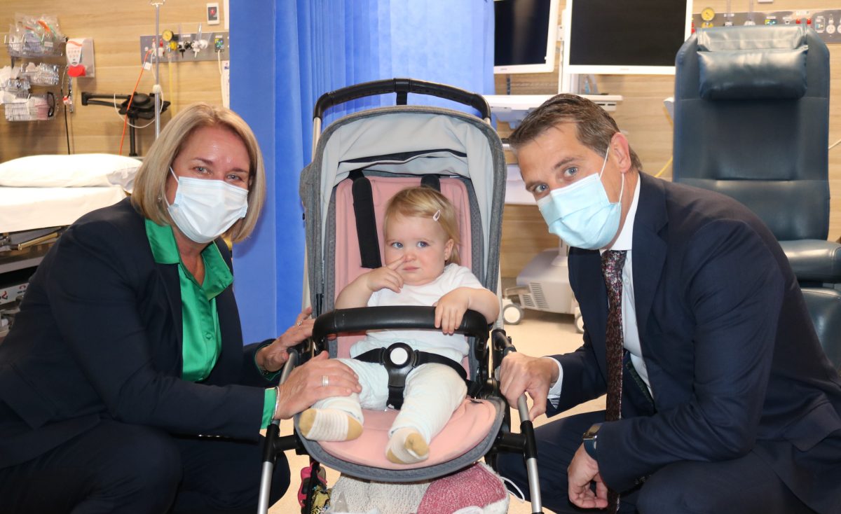 Heathcote MP Maryanne Stuart and Health Minister Ryan Park with baby Izzy at Bulli Hospital.