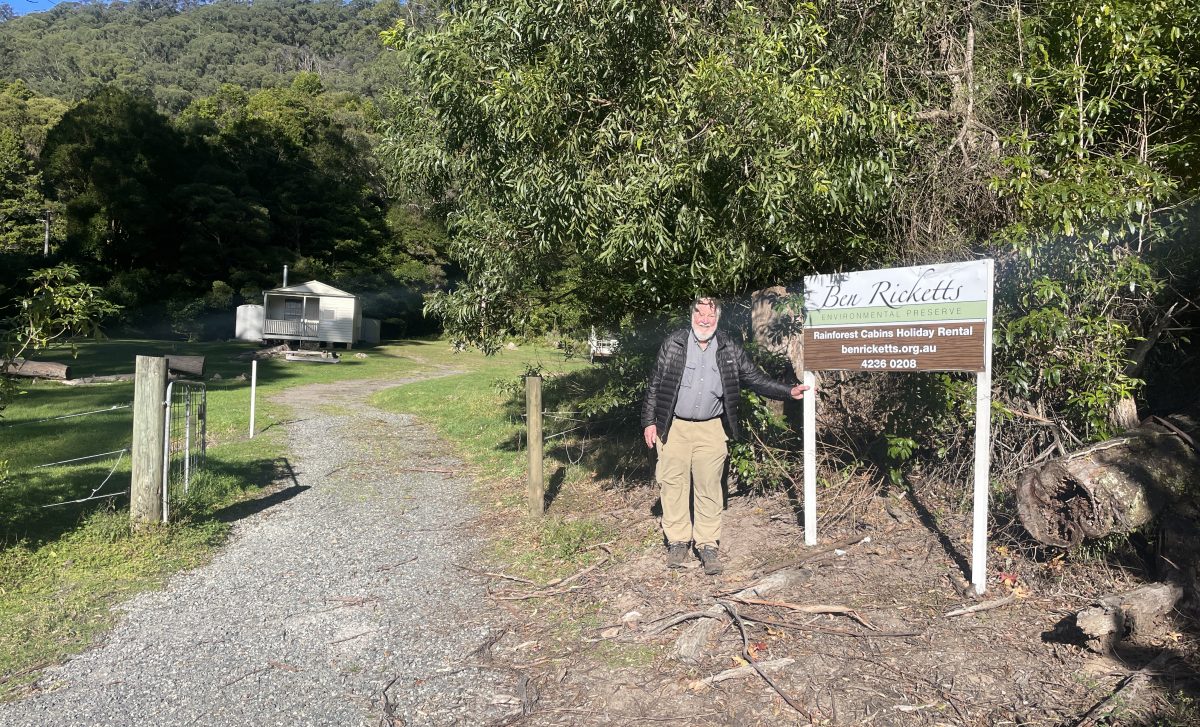 Robert Pallin outside of Ben Ricketts Preservation cabin in Jamberoo.