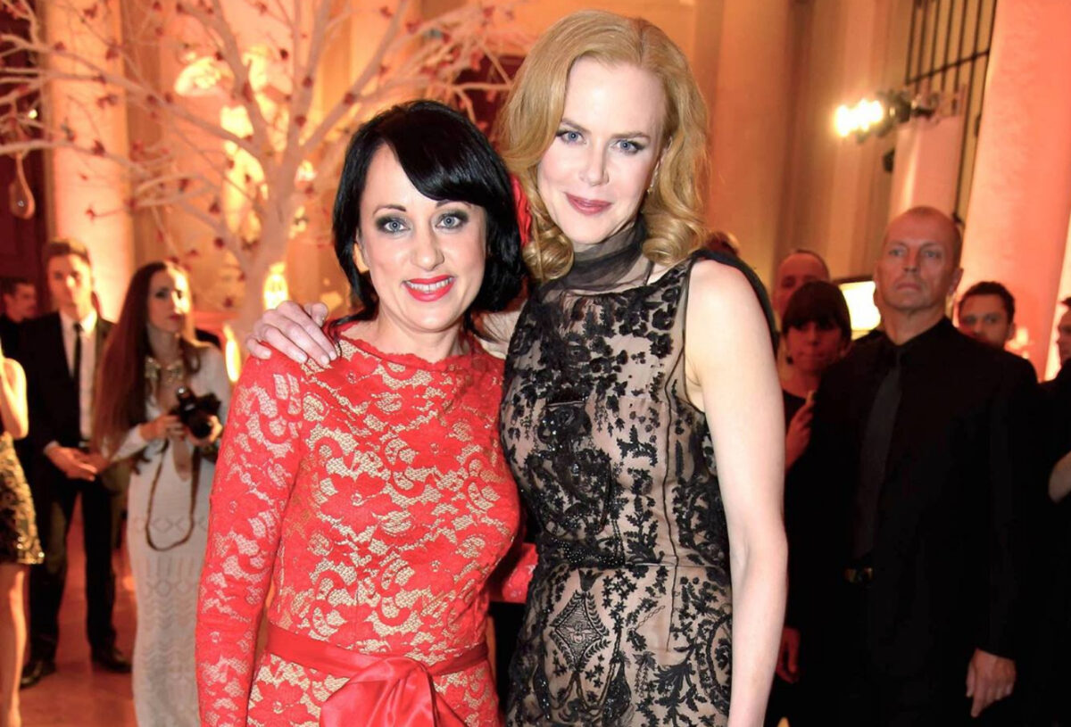 Shelley Harland with Nicole Kidman during her performance for Omega watches worldwide ad campaign inside the Liechtenstein Garden Palace in Vienna.