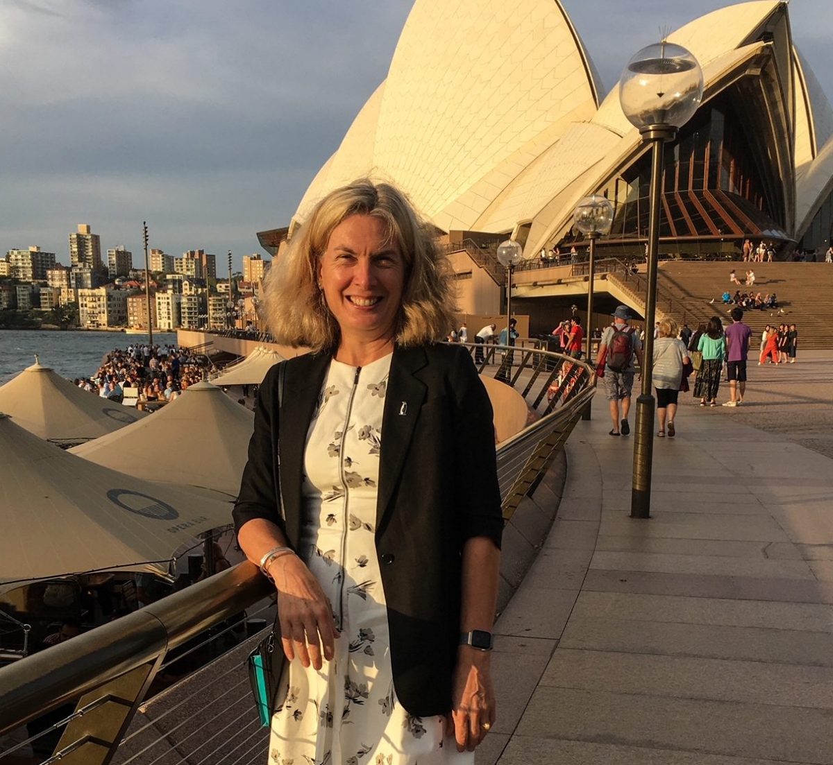 Sharon Robinson standing outside Sydney Opera House