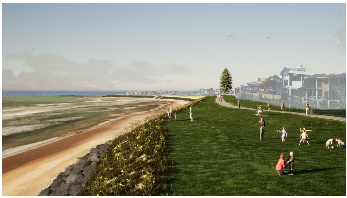 An artist's impression of the completed seawall project.