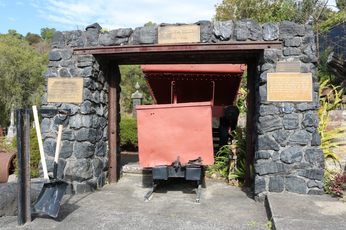 A memorial to the lost miners at Mt Kembla's Windy Gully cemetery.