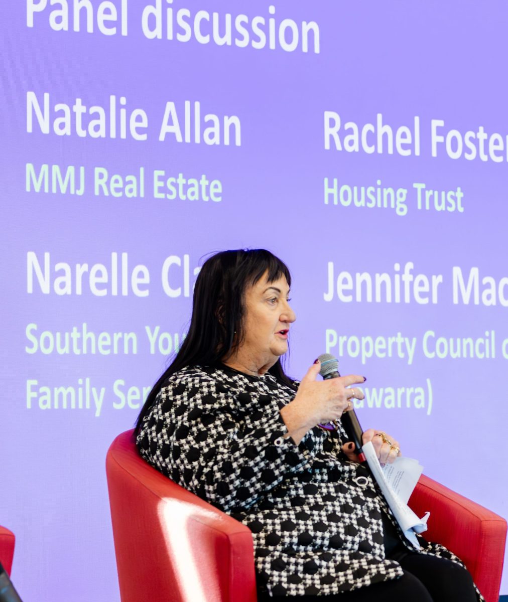 Narelle Clay speaking during the panel discussion.