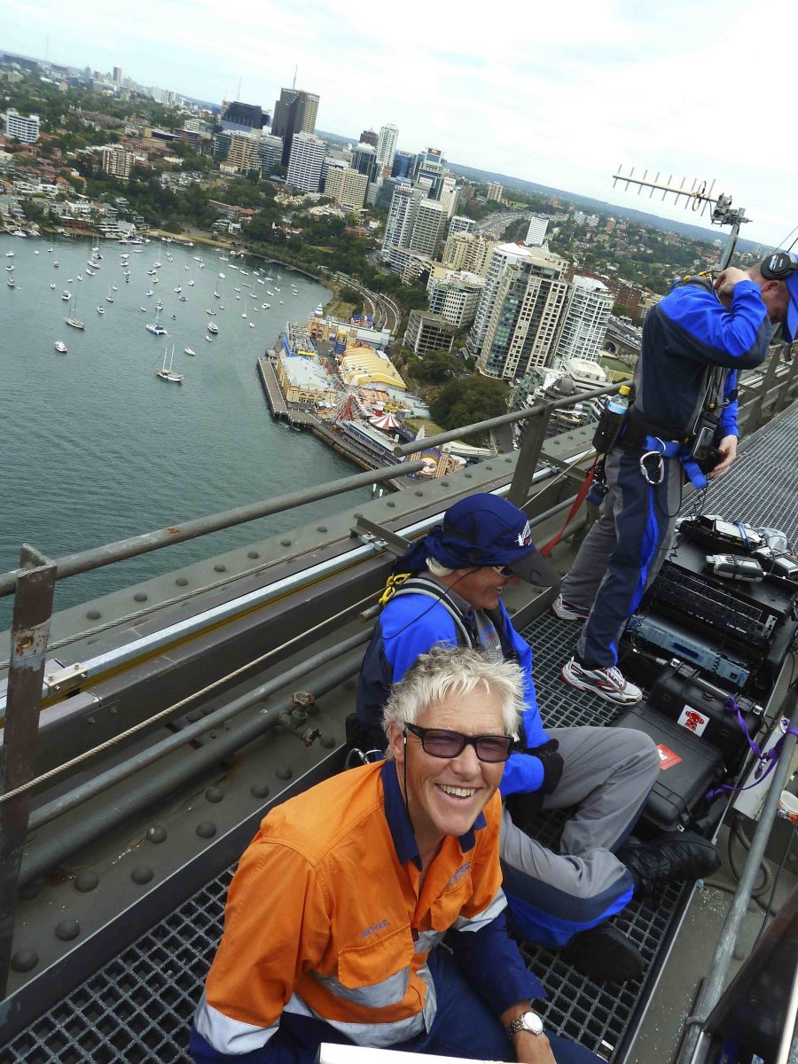 Mike working on top of the Sydney Harbour Bridge