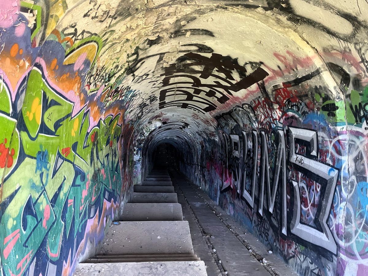 Graffitied old military tunnel