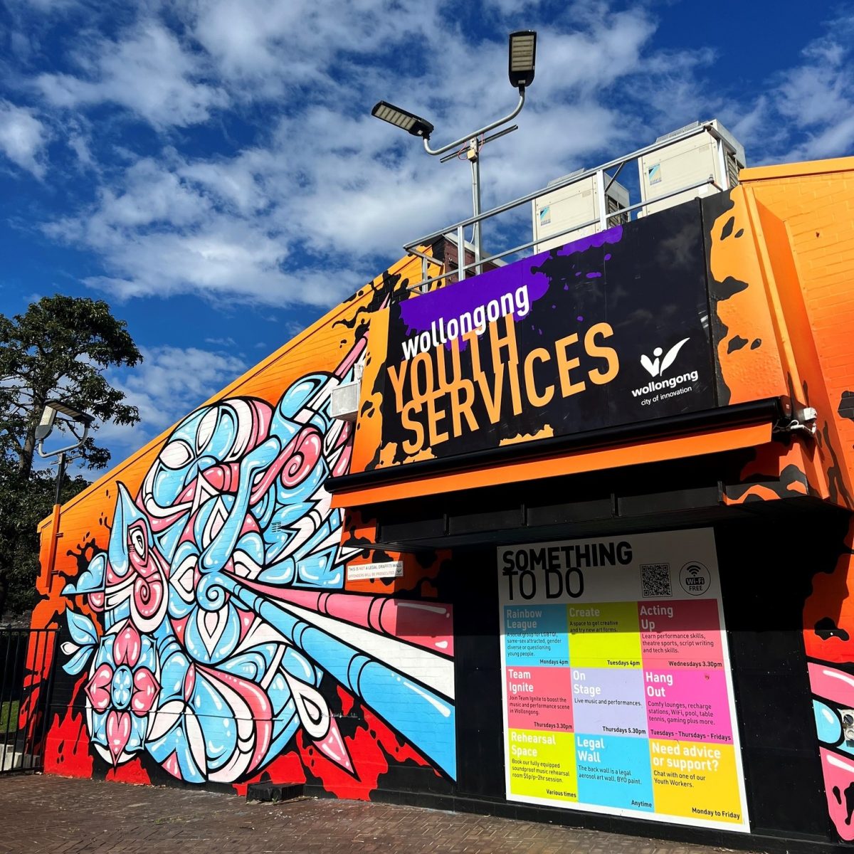 Exterior of Wollongong Youth Centre on Burelli Street Wollongong. 