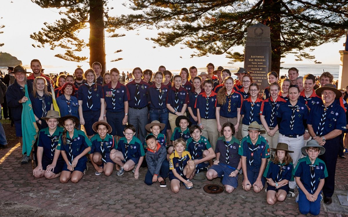 Members of the 1st Austinmer Scout Group at Austinmer Beach. Photo: Supplied.