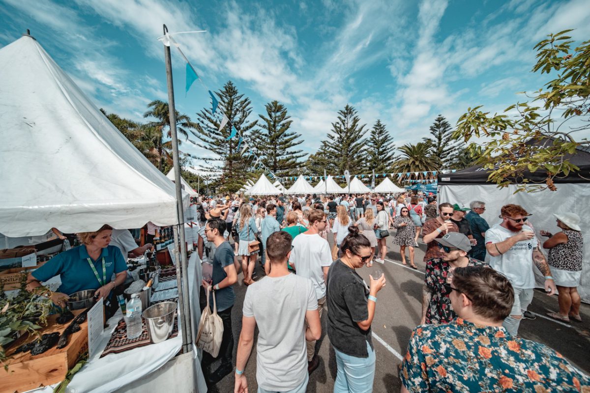 Crowd of people at Towradgi Beach hotel beer, food and wine festival