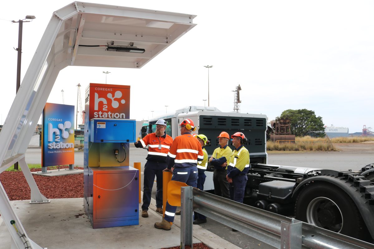 The Coregas hyrdrogen refuelling station at the steelworks.