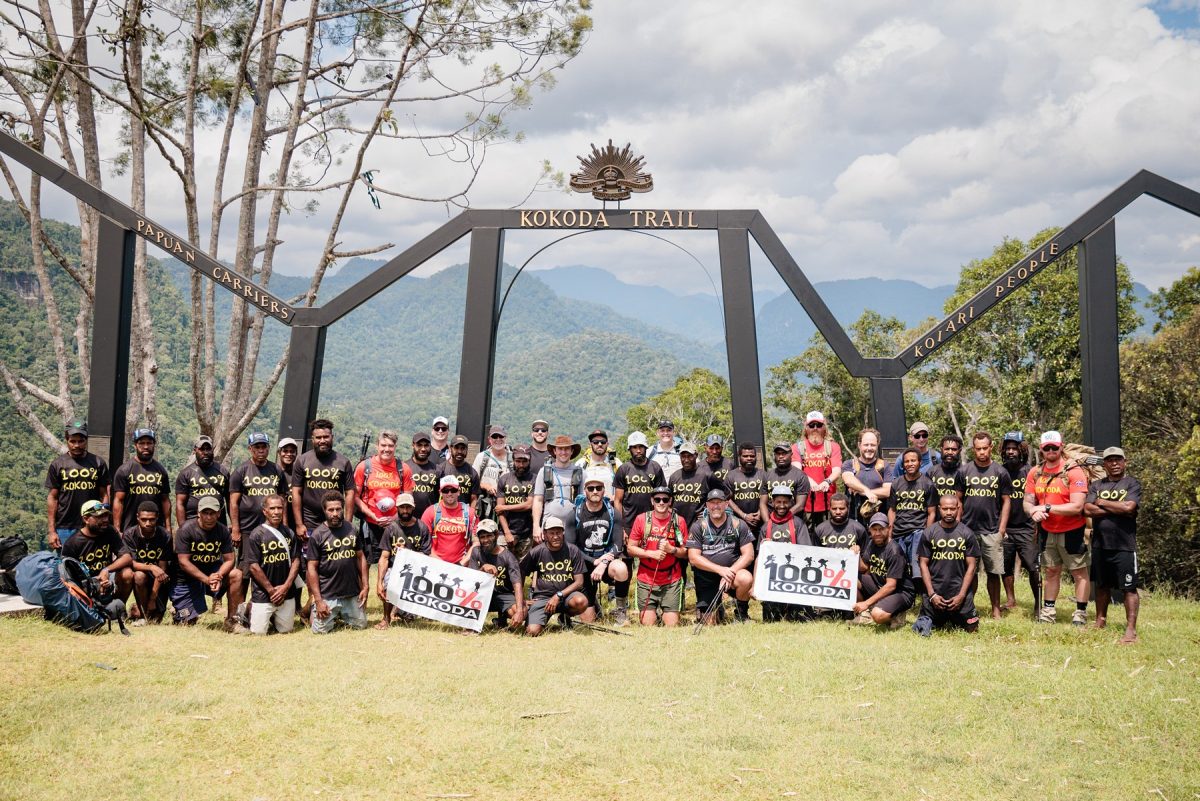 Group of participants at end of Kokoda trail.