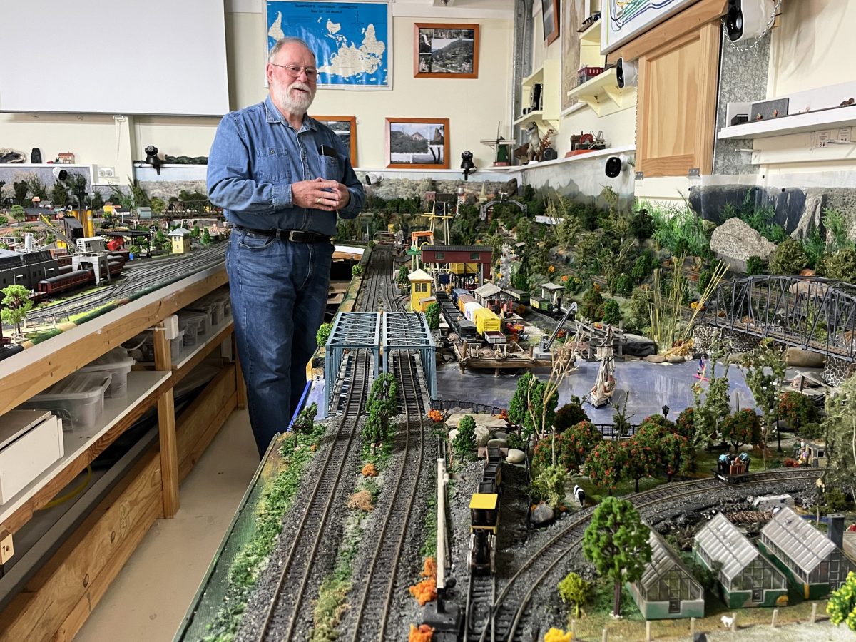 Dennis Frost from Nowra with part of his model railway. 
