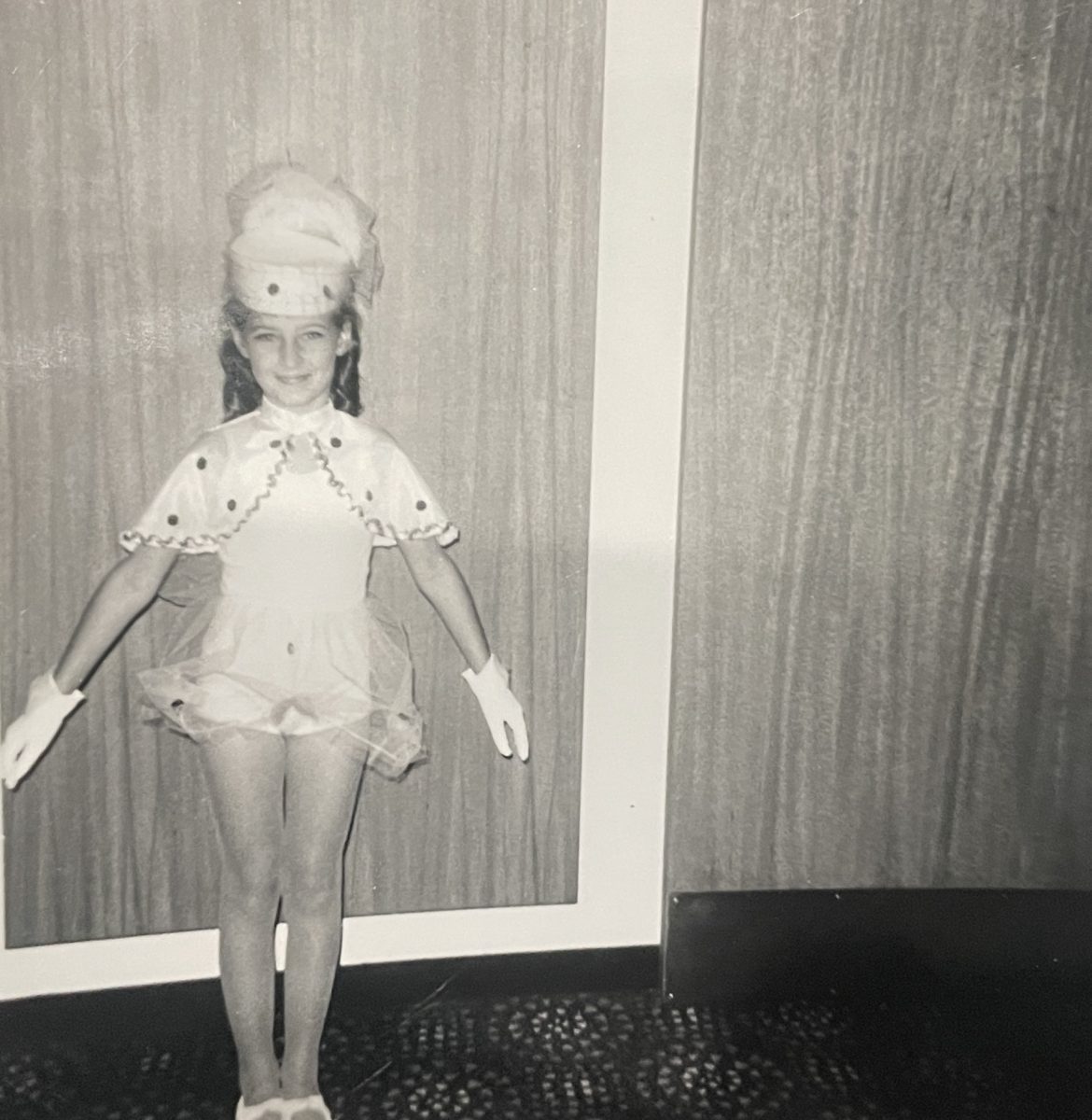 Louise Hudson in costume as 9 or 10 year old. 