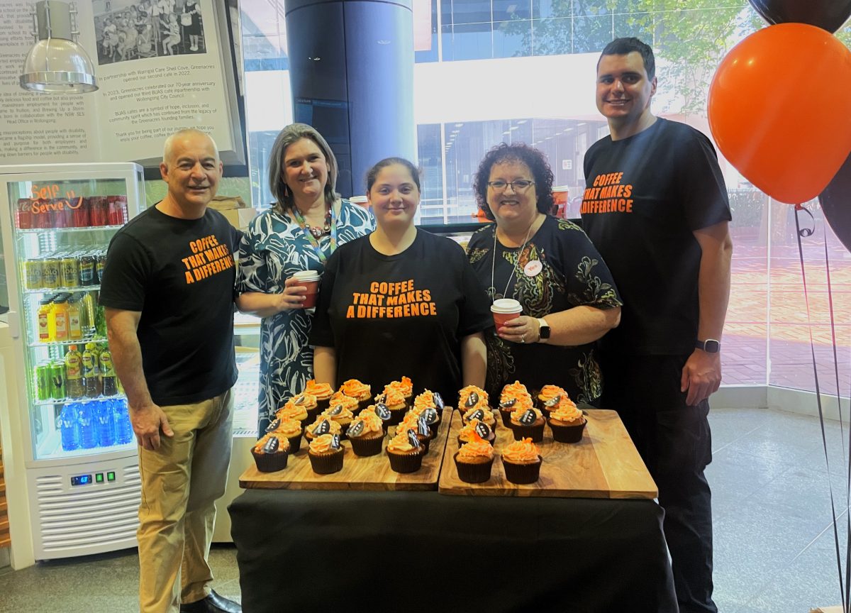 Brewing up a storm workers with deputy mayor tania brown, greenacres ceo chris christodoulou, and WCC acting general manager kerry hunt.