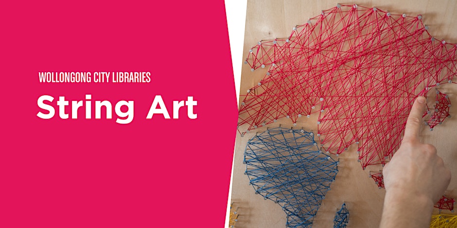 Flyer for string art craft activity at Corrimal Library