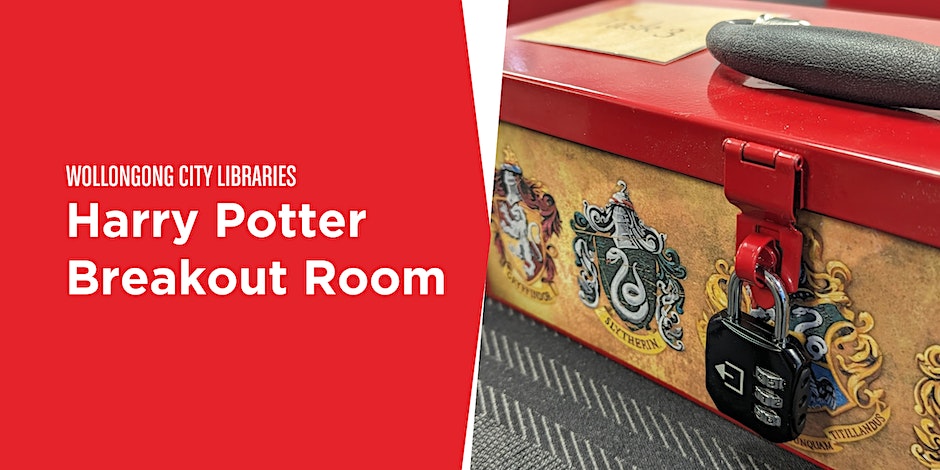 Flyer for Harry Potter breakout room at Helensburgh Library