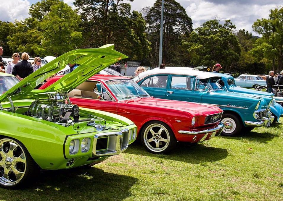 Colourful classic cars parked at Jamberoo Car Show & Family Day