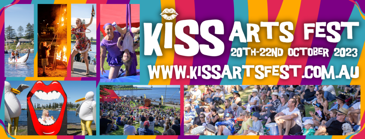 Flyer for KISS Arts Festival in Kiama featuring montage of festival highlights