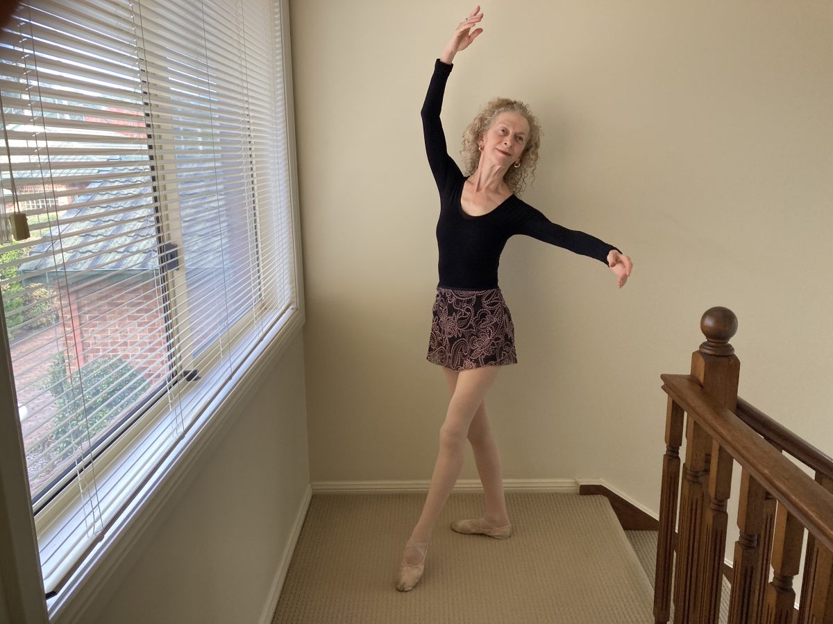 Katrina Samaras demonstrating a ballet pose.