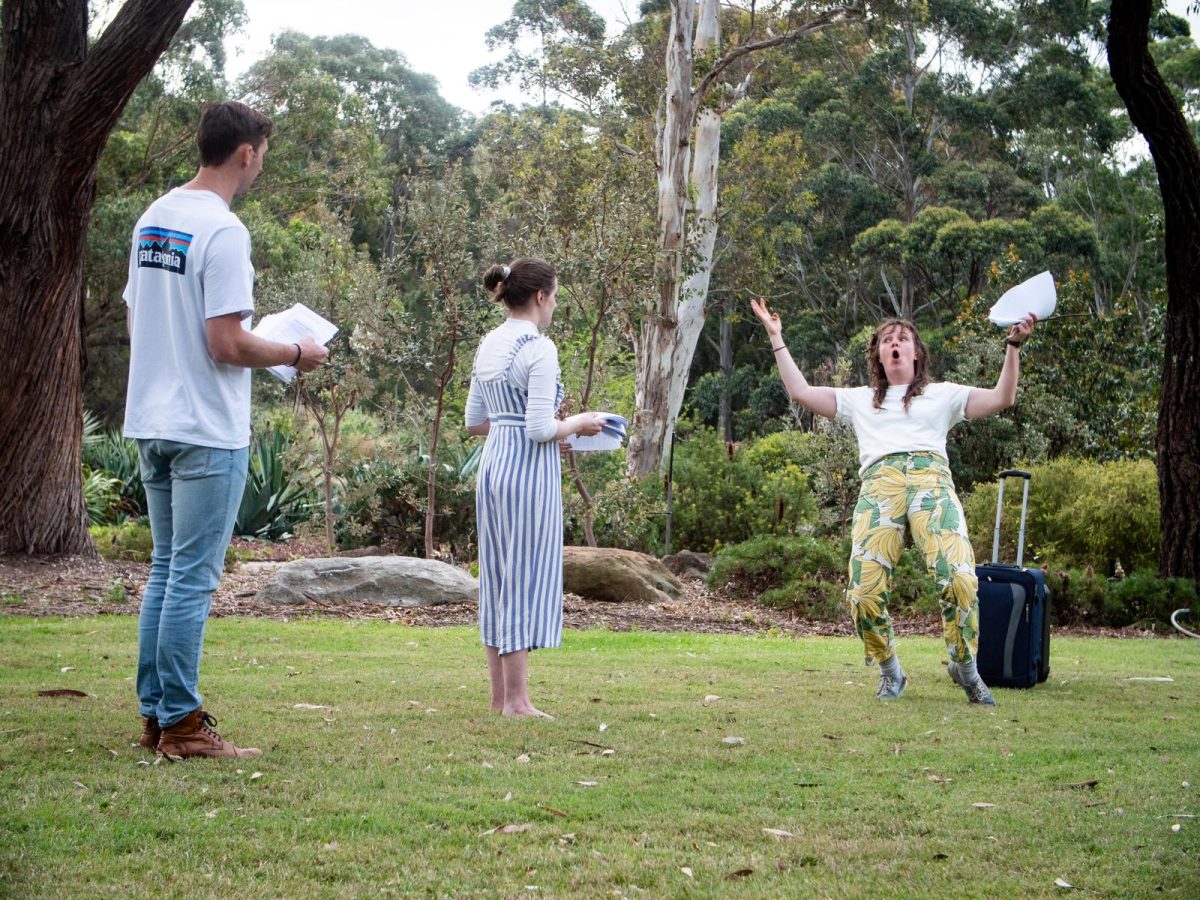 Actors rehearse for Merrigong Theatre Company's Shakespeare in the Garden: A Midsummer Night's Dream at Wollongong Botanic Garden