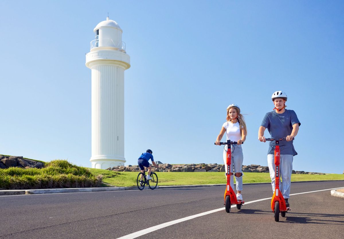 E-scooter riders at Flagstaff Hill.