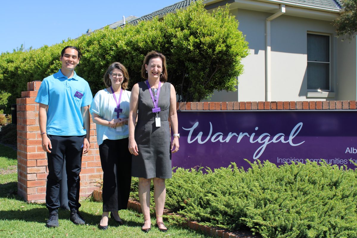 ACE Mark Laird with Warrigal's Penelope Batman and Jenni Hutchins. 