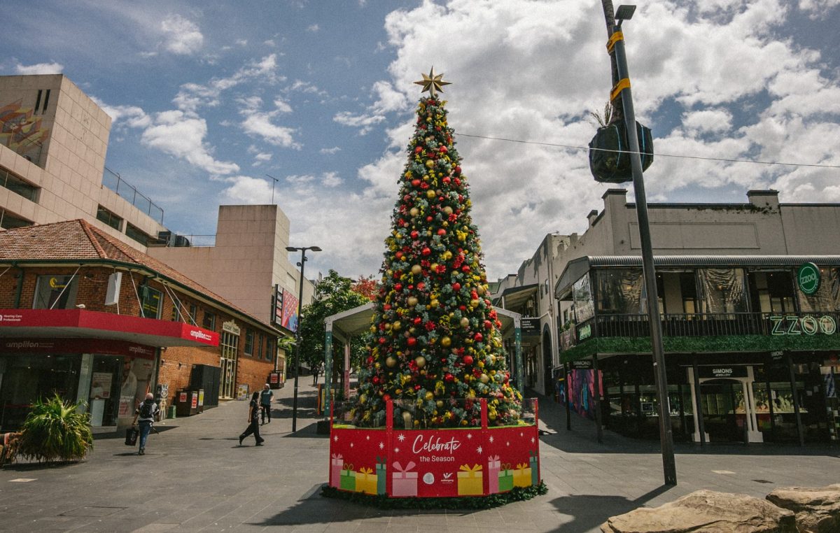 A Christmas tree in Wollongong Mall.