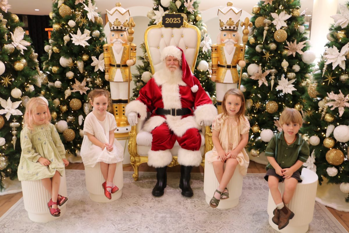 Santa and four children.
