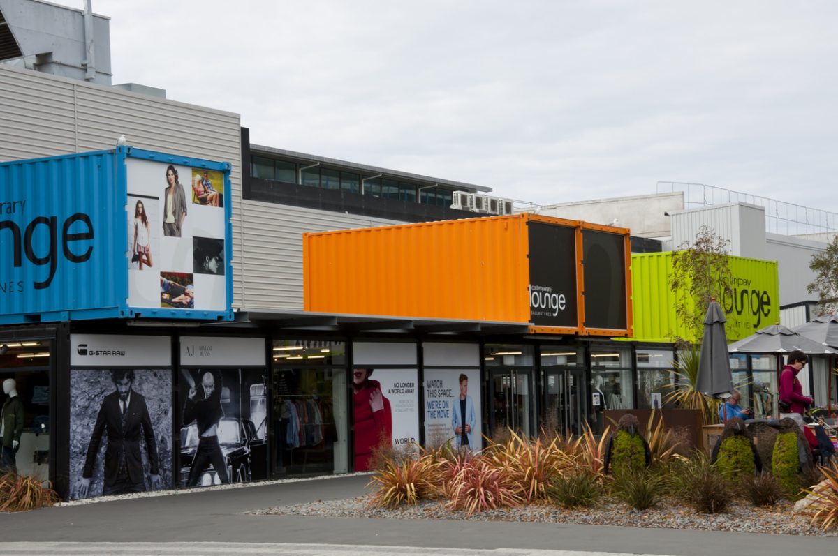 A "mini city" in Christchurch made out of shipping containers.