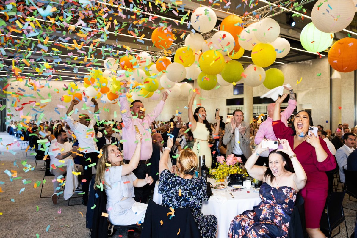 Confetti falls and people celebrate at the AHA NSW Awards for Excellence 2023 