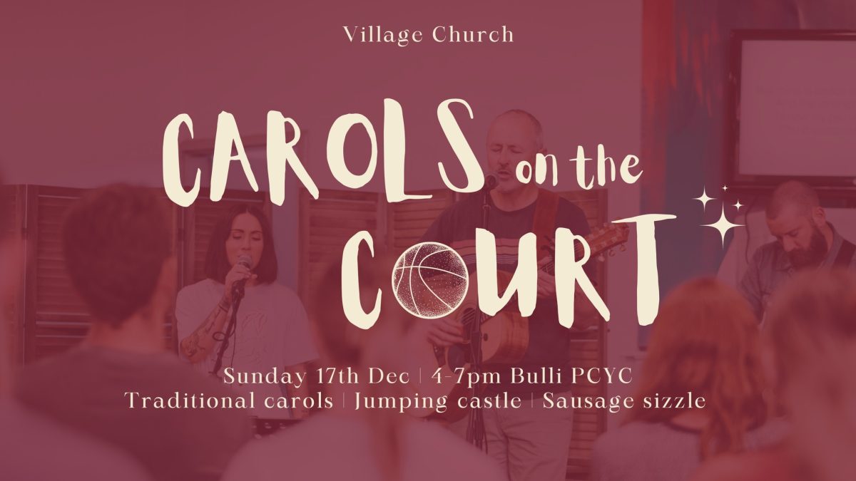 Banner for Carols on the Court event by Village Church 