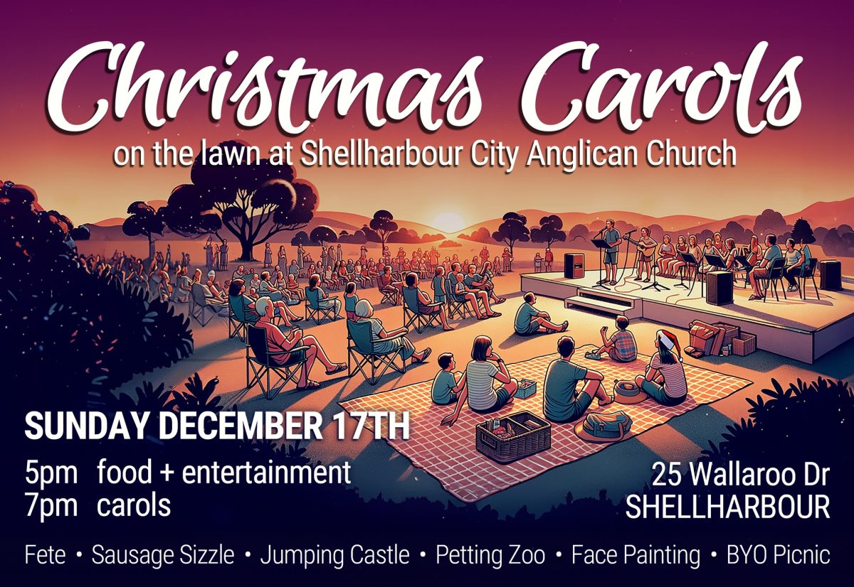 Banner for Christmas Carols event by Shellharbour City Anglican Church