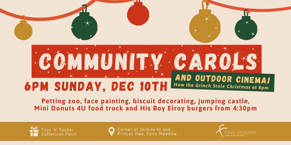 Banner for Community Carols event by Fairy Meadow Anglican Church