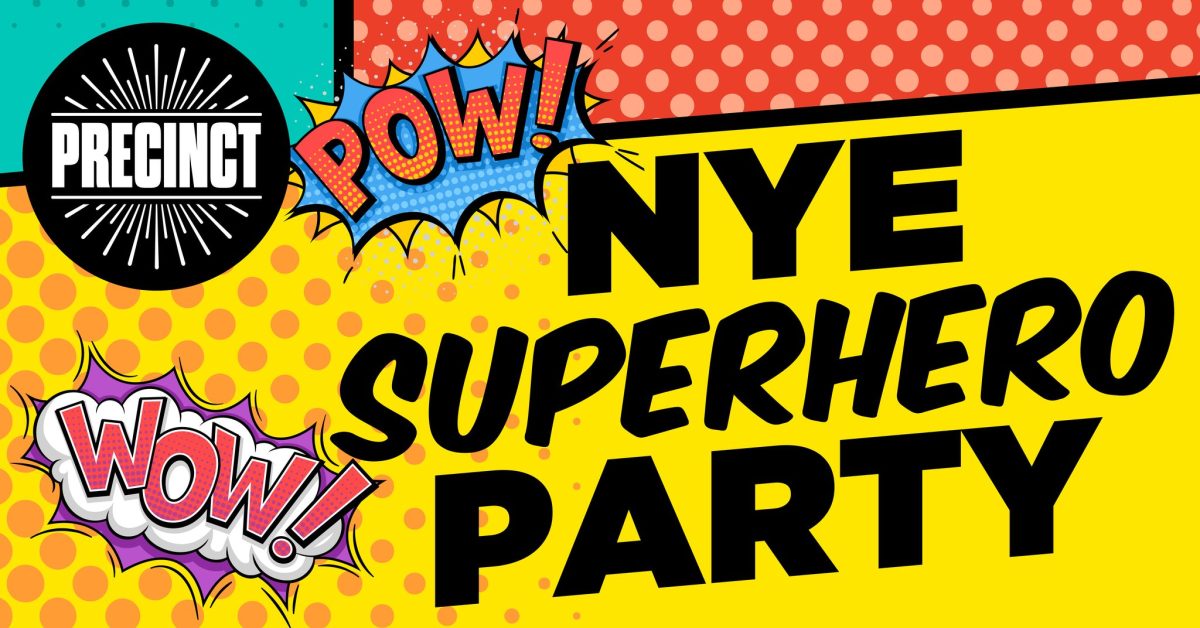 Banner for Superheroes NYE party at The Shellharbour Club