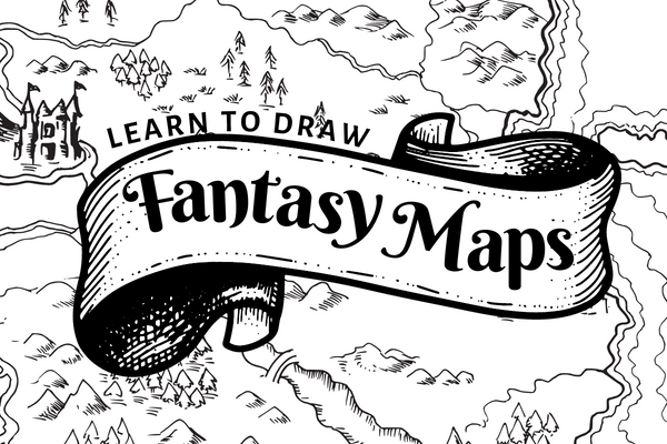 Banner for learn to draw Fantasy Maps workshop at Gerringong Library