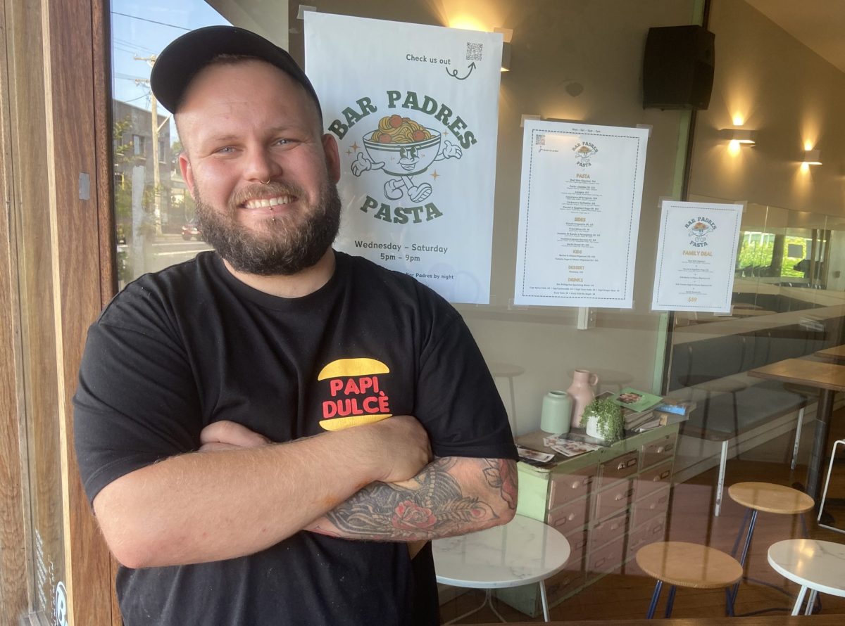 Barry Pearson of Bar Padres Pasta smiles outside Buck Hamlin cafe in Thirroul