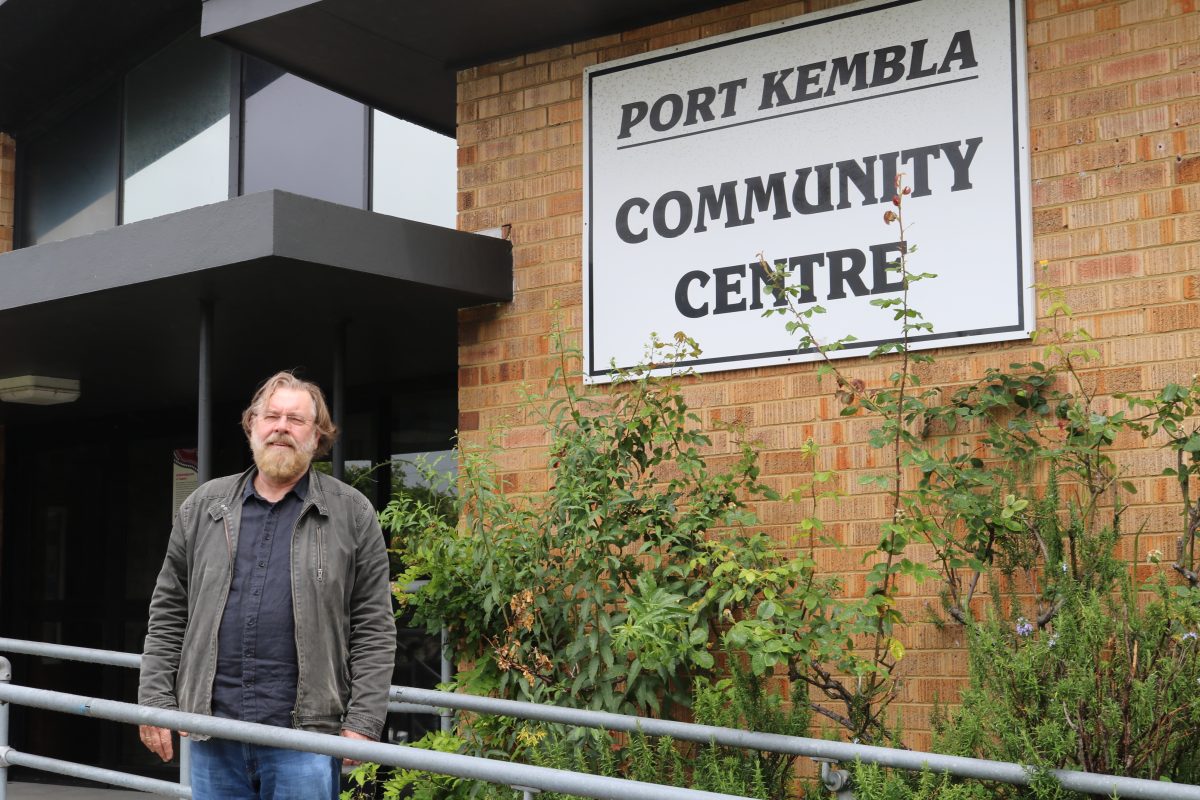Moray Ralph in front of the Port Kembla Community Centre.