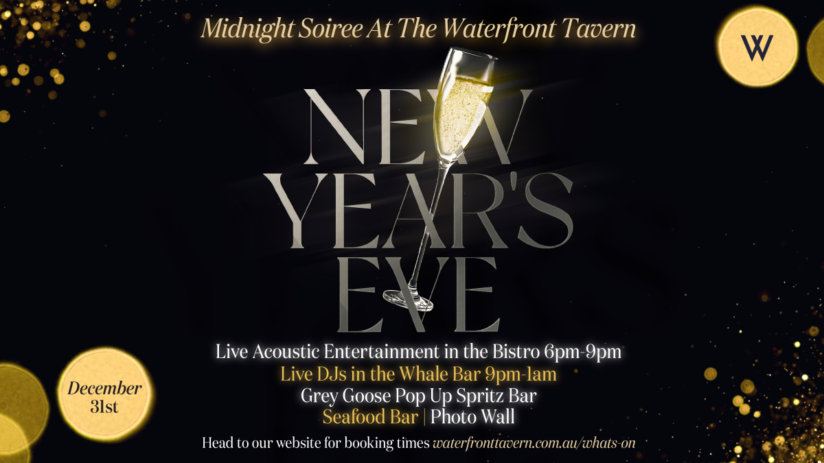 Flyer for Midnight Soiree at The Waterfront Tavern