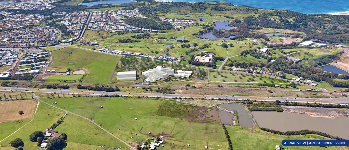 An aerial view of the site of the new Shellharbour Hospital.