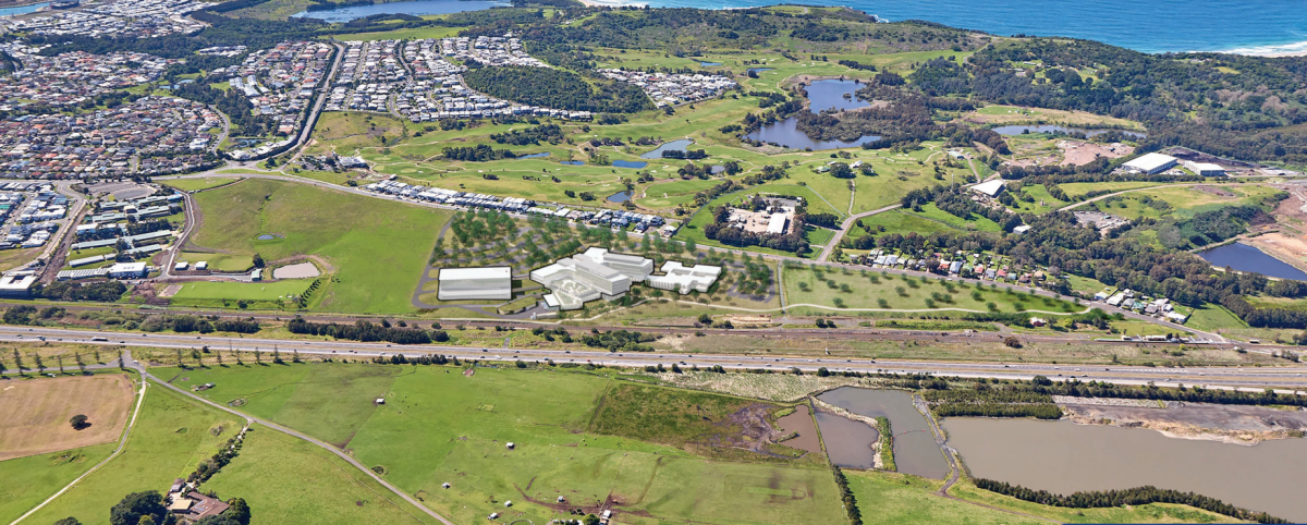 An aerial view of the site of the new Shellharbour Hospital.