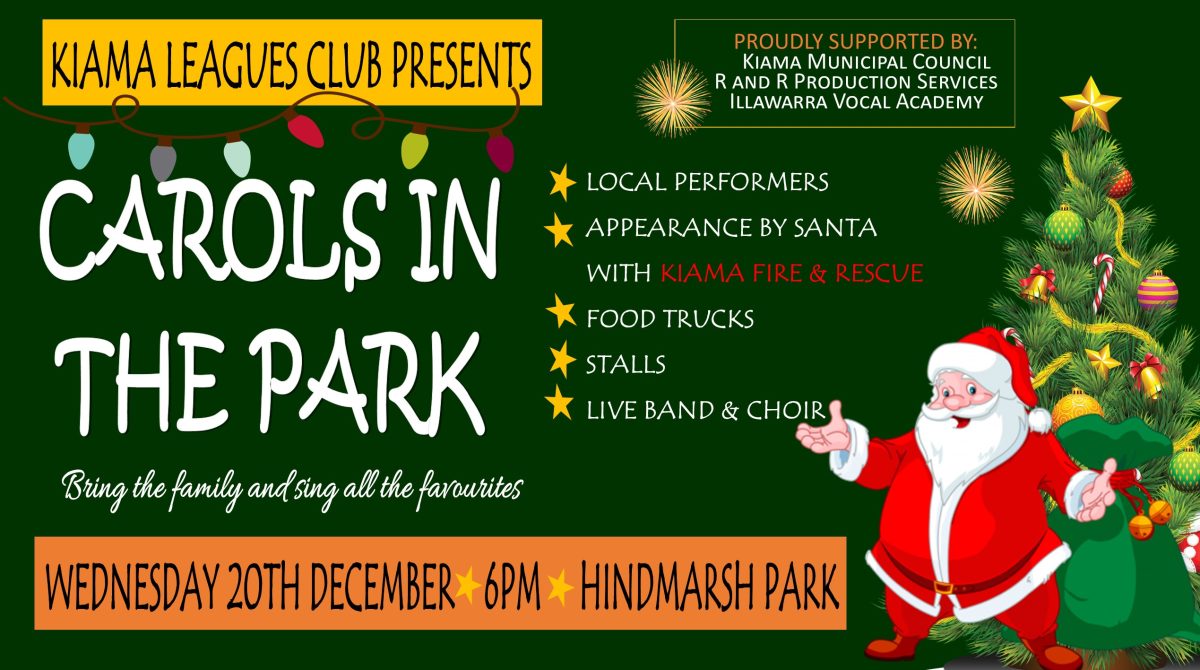 Banner for Carols in the Park at Kiama Leagues Club
