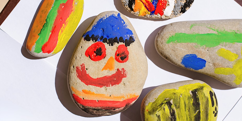Pet rock with face painted on