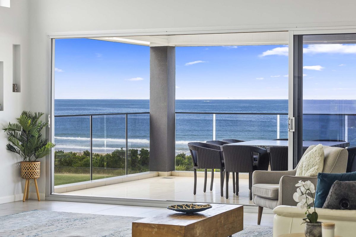 Ocean view from balcony at 46 Beach Drive in Woonona