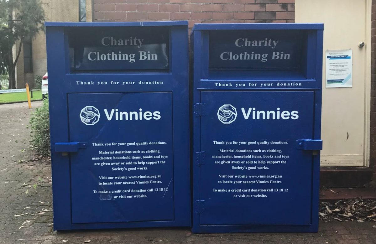 Vinnies Clothing Donation Bins.