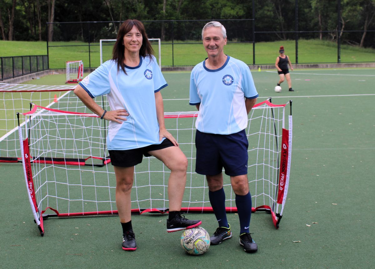 Tanya Sabell and Nick Greathead from Wollongong Walking Football Club. 