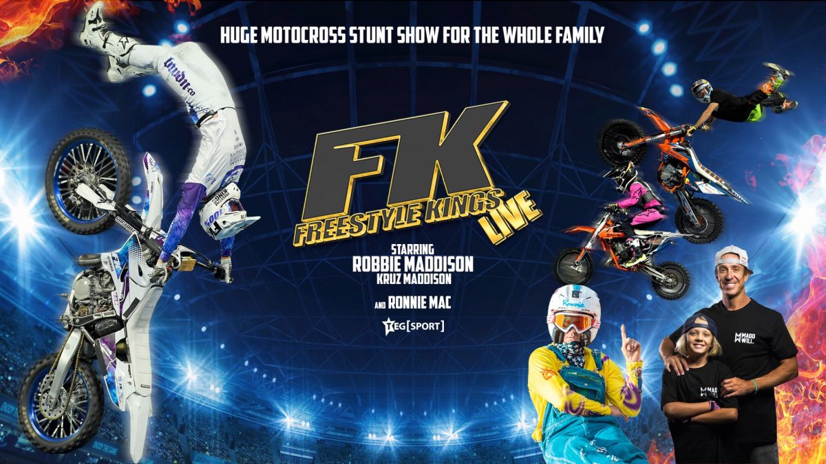 Banner for Freestylle Kings tour featuring motorcycle stunts